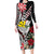 Hawaii Monk Seal Santa Family Matching Long Sleeve Bodycon Dress and Hawaiian Shirt Hibiscus Kakau Pattern Mele Kalikimaka