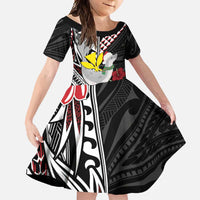 Hawaii Monk Seal Santa Family Matching Off Shoulder Maxi Dress and Hawaiian Shirt Hibiscus Kakau Pattern Mele Kalikimaka