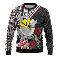 Hawaii Monk Seal Santa Ugly Christmas Sweater Hibiscus Kakau Pattern Mele Kalikimaka