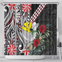 Hawaii Monk Seal Santa Shower Curtain Hibiscus Kakau Pattern Mele Kalikimaka