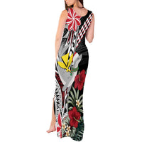 Hawaii Monk Seal Santa Tank Maxi Dress Hibiscus Kakau Pattern Mele Kalikimaka