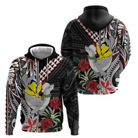 Hawaii Monk Seal Santa Zip Hoodie Hibiscus Kakau Pattern Mele Kalikimaka