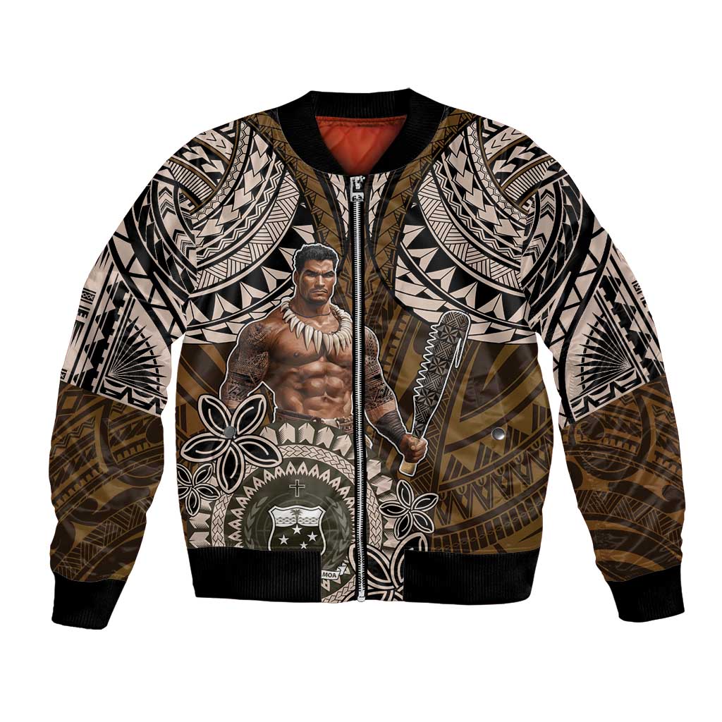 Samoa Warrior Bomber Jacket The Mighty Samoan Warrior Spirit LT9 Unisex Black - Polynesian Pride