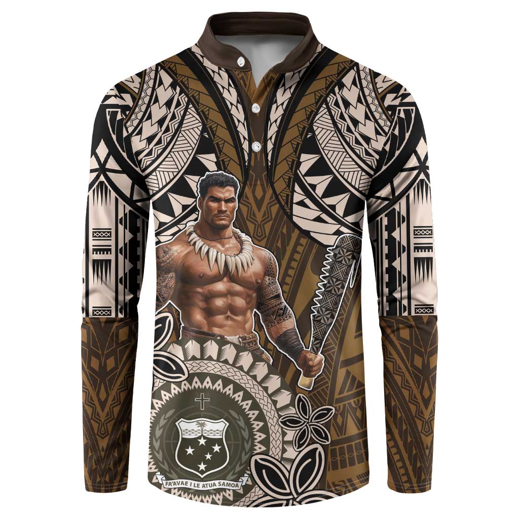 Samoa Warrior Button Sweatshirt The Mighty Samoan Warrior Spirit LT9 Black - Polynesian Pride