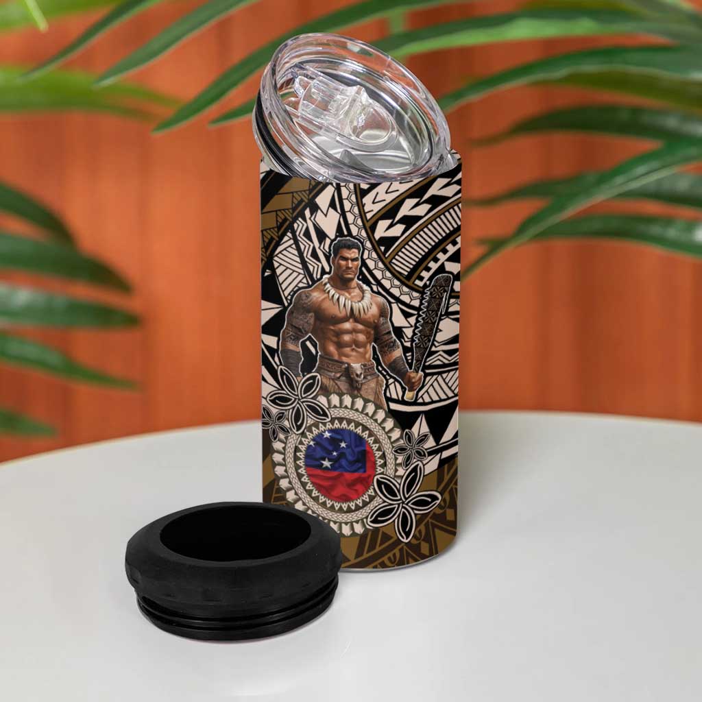 Samoa Warrior 4 in 1 Can Cooler Tumbler The Mighty Samoan Warrior Spirit