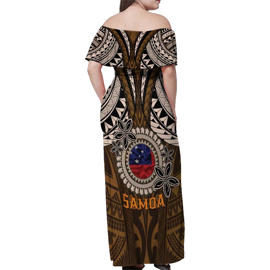 Samoa Warrior Family Matching Off Shoulder Maxi Dress and Hawaiian Shirt The Mighty Samoan Warrior Spirit