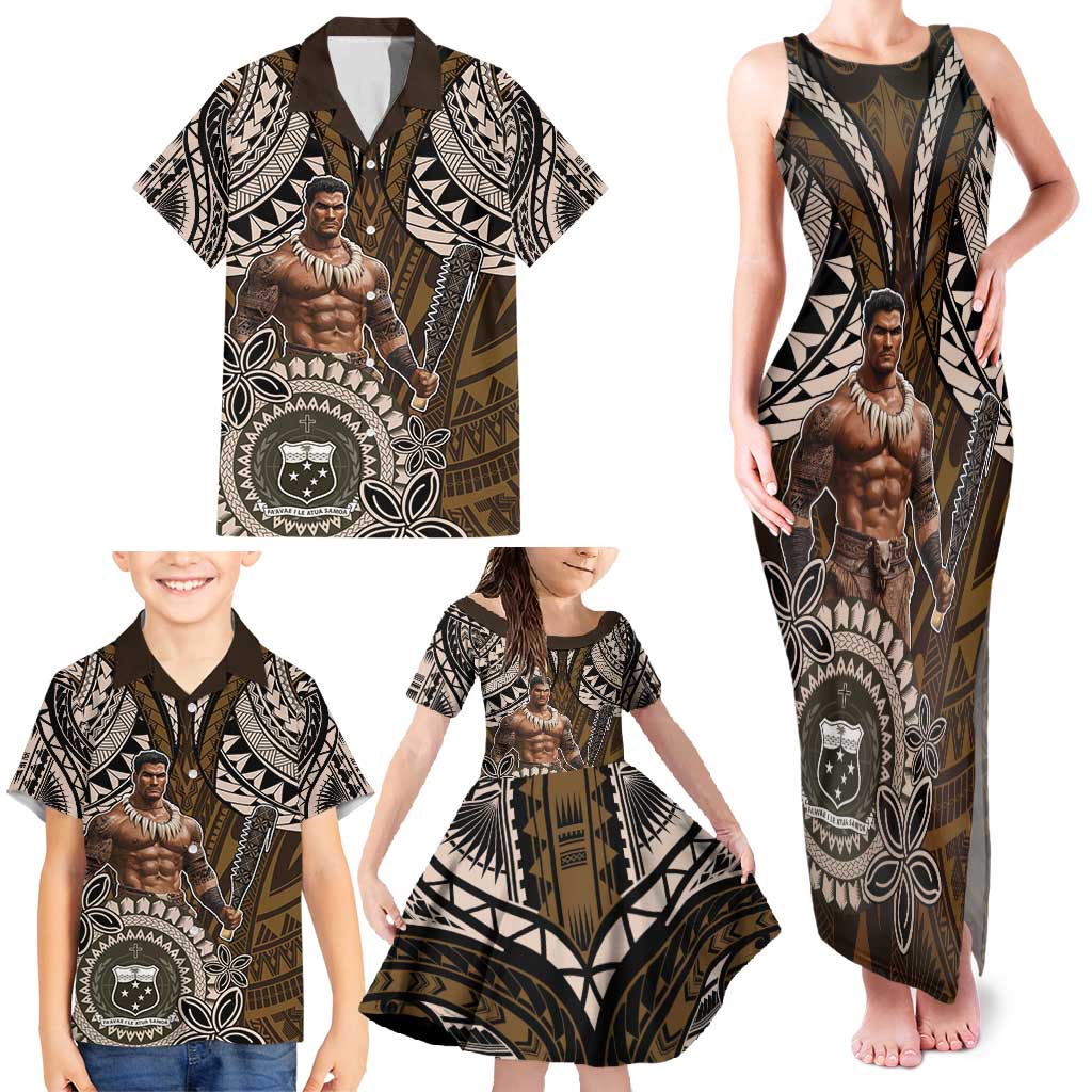Samoa Warrior Family Matching Tank Maxi Dress and Hawaiian Shirt The Mighty Samoan Warrior Spirit
