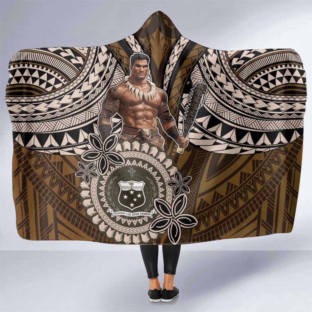 Samoa Warrior Hooded Blanket The Mighty Samoan Warrior Spirit LT9 One Size Black - Polynesian Pride