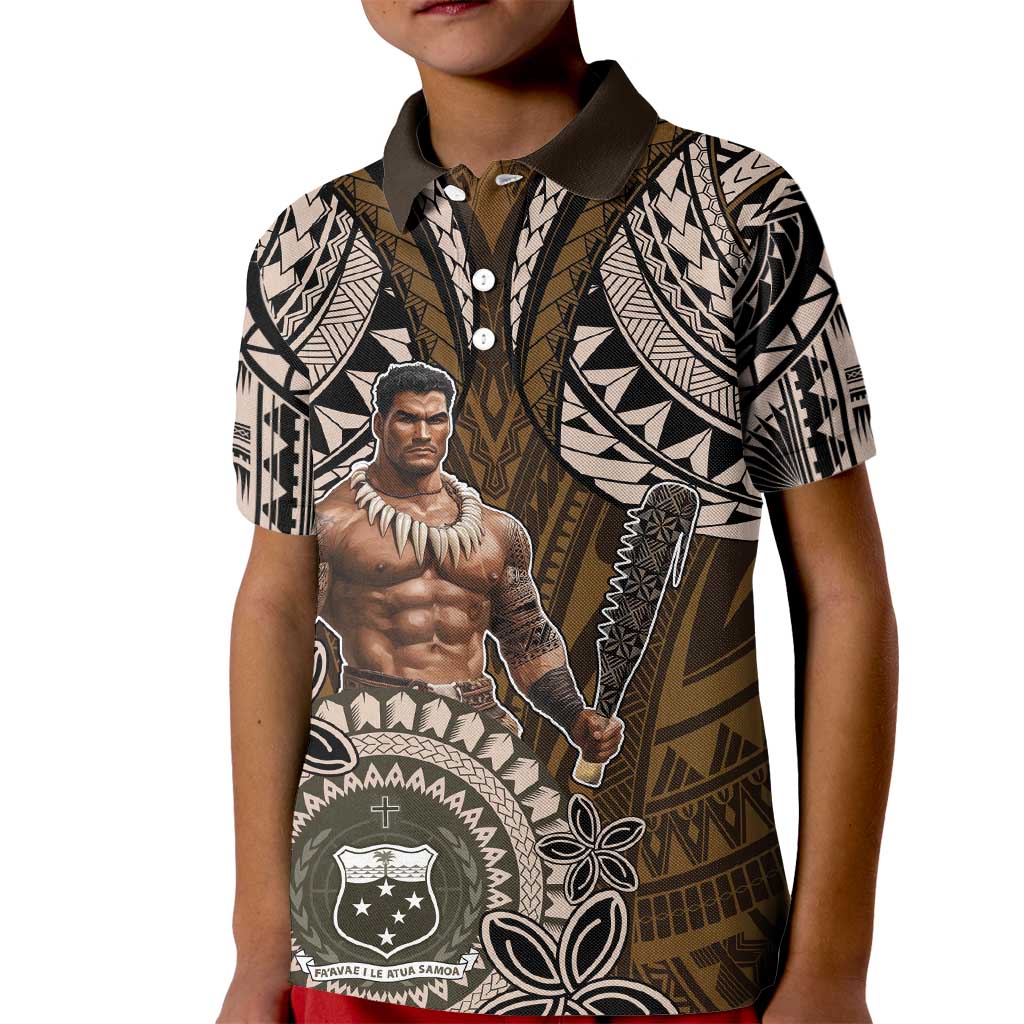Samoa Warrior Kid Polo Shirt The Mighty Samoan Warrior Spirit LT9 Kid Black - Polynesian Pride