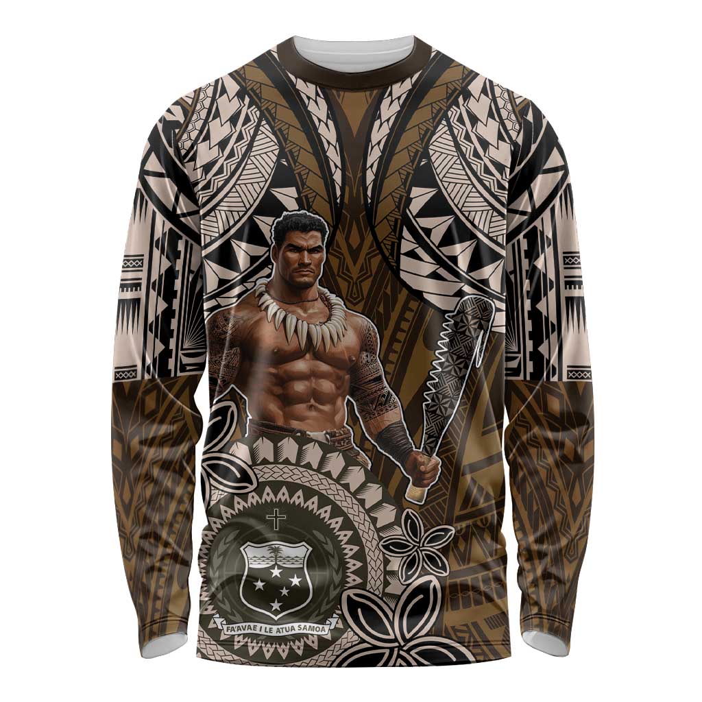 Samoa Warrior Long Sleeve Shirt The Mighty Samoan Warrior Spirit LT9 Unisex Black - Polynesian Pride