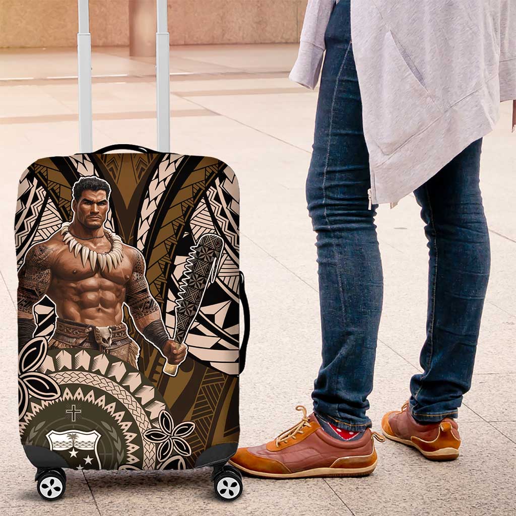 Samoa Warrior Luggage Cover The Mighty Samoan Warrior Spirit LT9 Black - Polynesian Pride