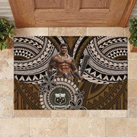 Samoa Warrior Rubber Doormat The Mighty Samoan Warrior Spirit LT9 Black - Polynesian Pride
