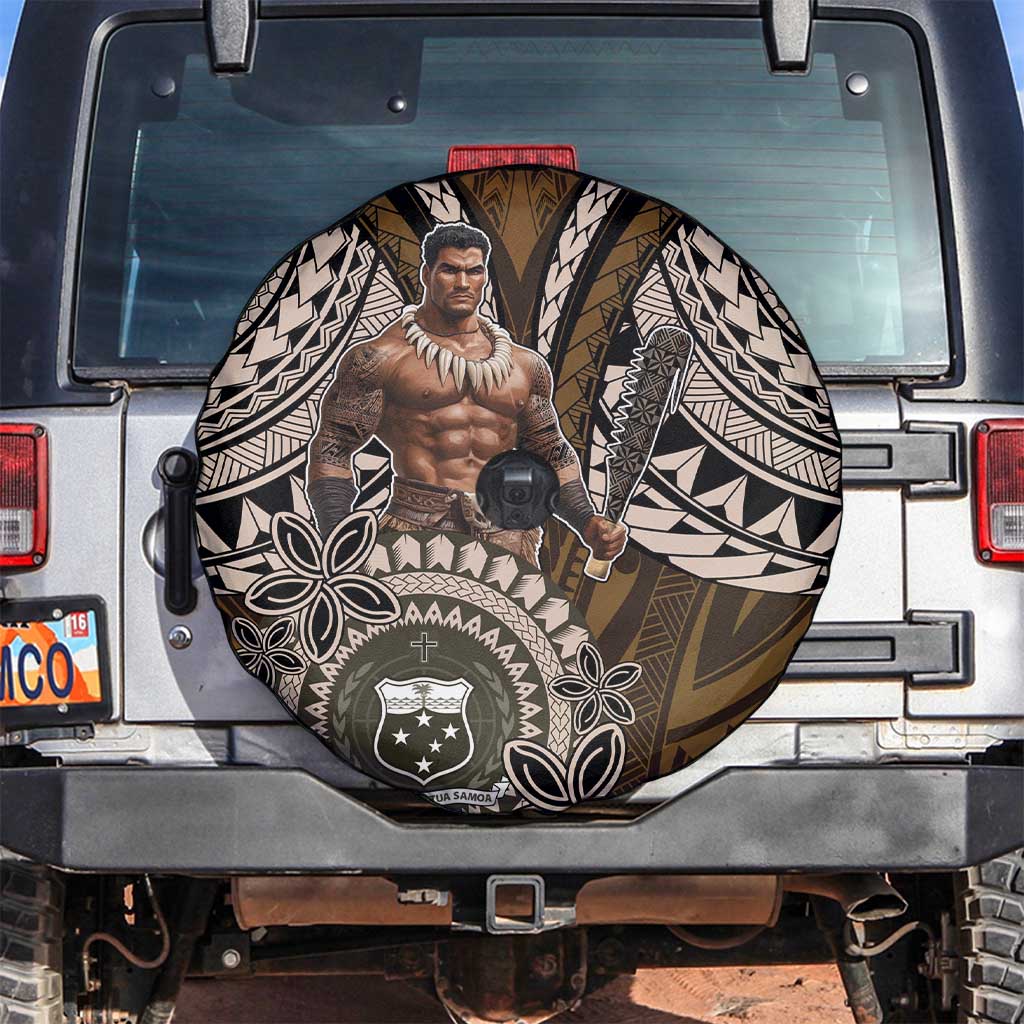 Samoa Warrior Spare Tire Cover The Mighty Samoan Warrior Spirit LT9 Black - Polynesian Pride