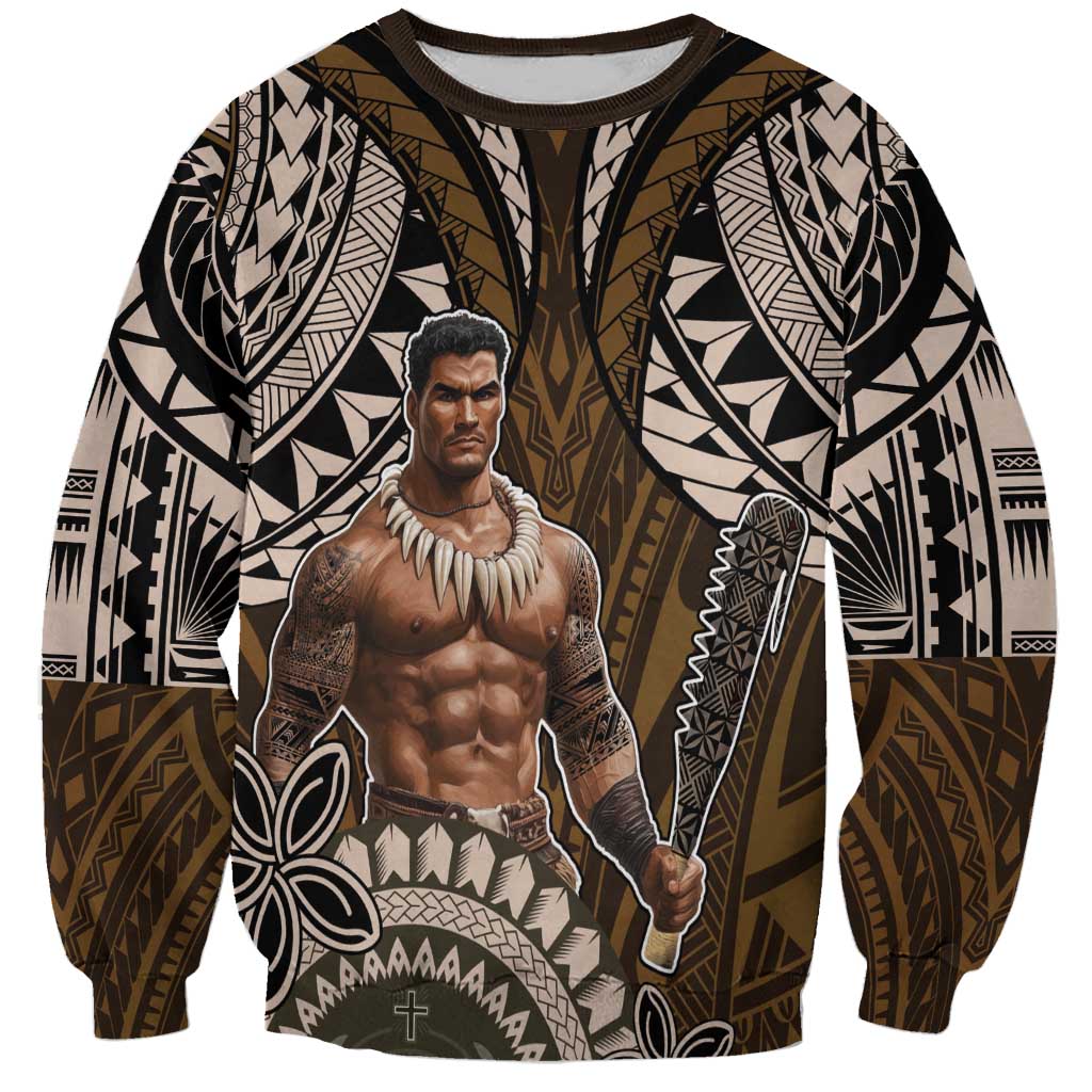 Samoa Warrior Sweatshirt The Mighty Samoan Warrior Spirit LT9 Unisex Black - Polynesian Pride