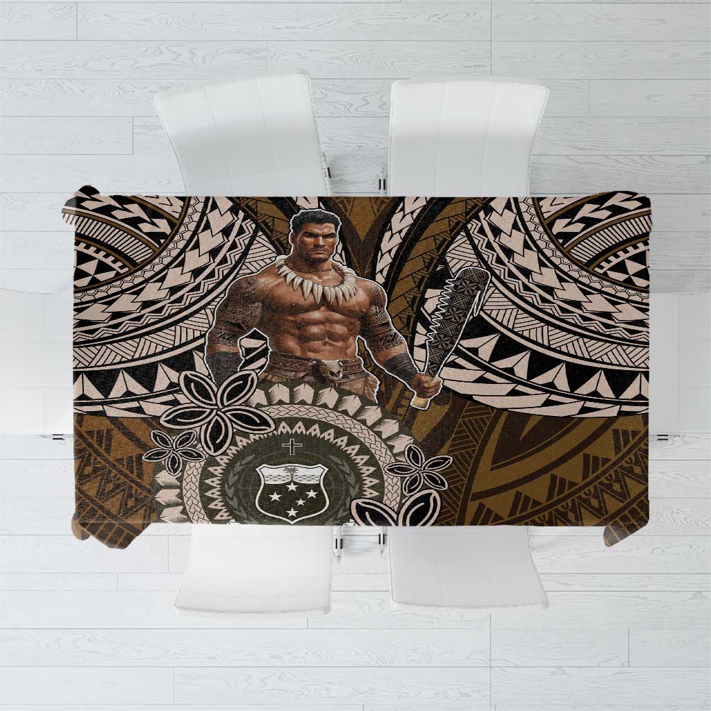 Samoa Warrior Tablecloth The Mighty Samoan Warrior Spirit LT9 Black - Polynesian Pride
