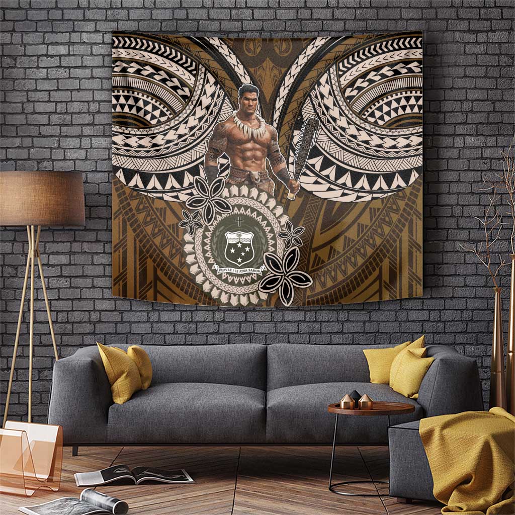 Samoa Warrior Tapestry The Mighty Samoan Warrior Spirit LT9 Black - Polynesian Pride