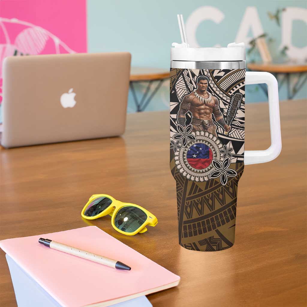 Samoa Warrior Tumbler With Handle The Mighty Samoan Warrior Spirit LT9 - Polynesian Pride