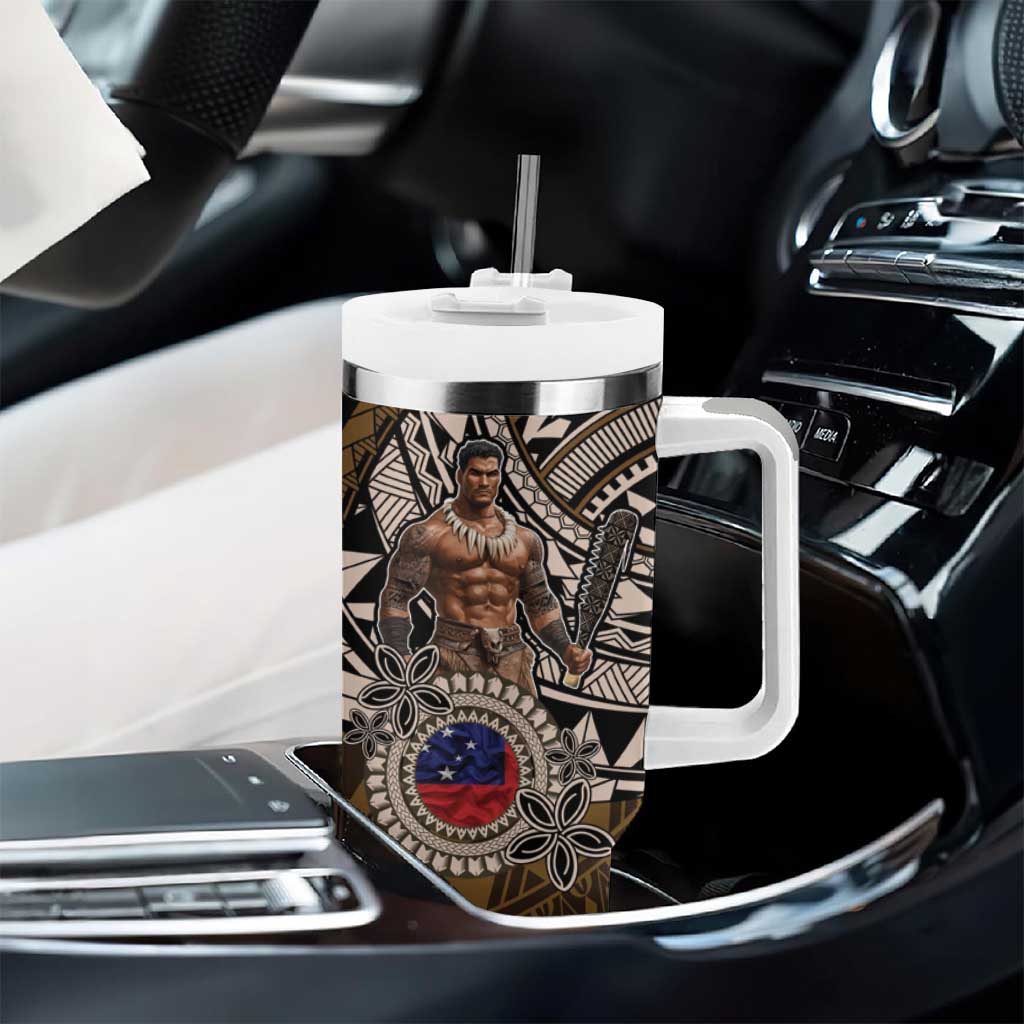 Samoa Warrior Tumbler With Handle The Mighty Samoan Warrior Spirit LT9 - Polynesian Pride