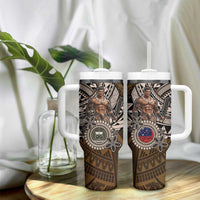 Samoa Warrior Tumbler With Handle The Mighty Samoan Warrior Spirit LT9 - Polynesian Pride