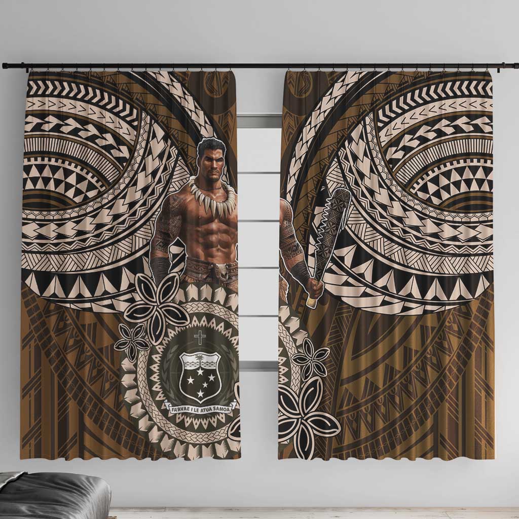 Samoa Warrior Window Curtain The Mighty Samoan Warrior Spirit LT9 With Hooks Black - Polynesian Pride