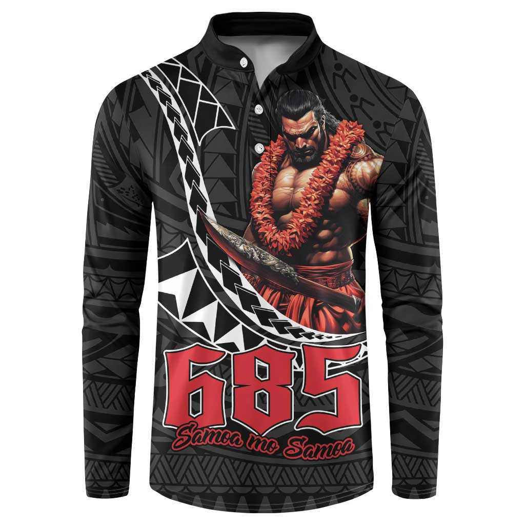 Samoan Pride Polynesian Tribal Warrior Button Sweatshirt 685 Samoa Mo Samoa LT9 Black - Polynesian Pride
