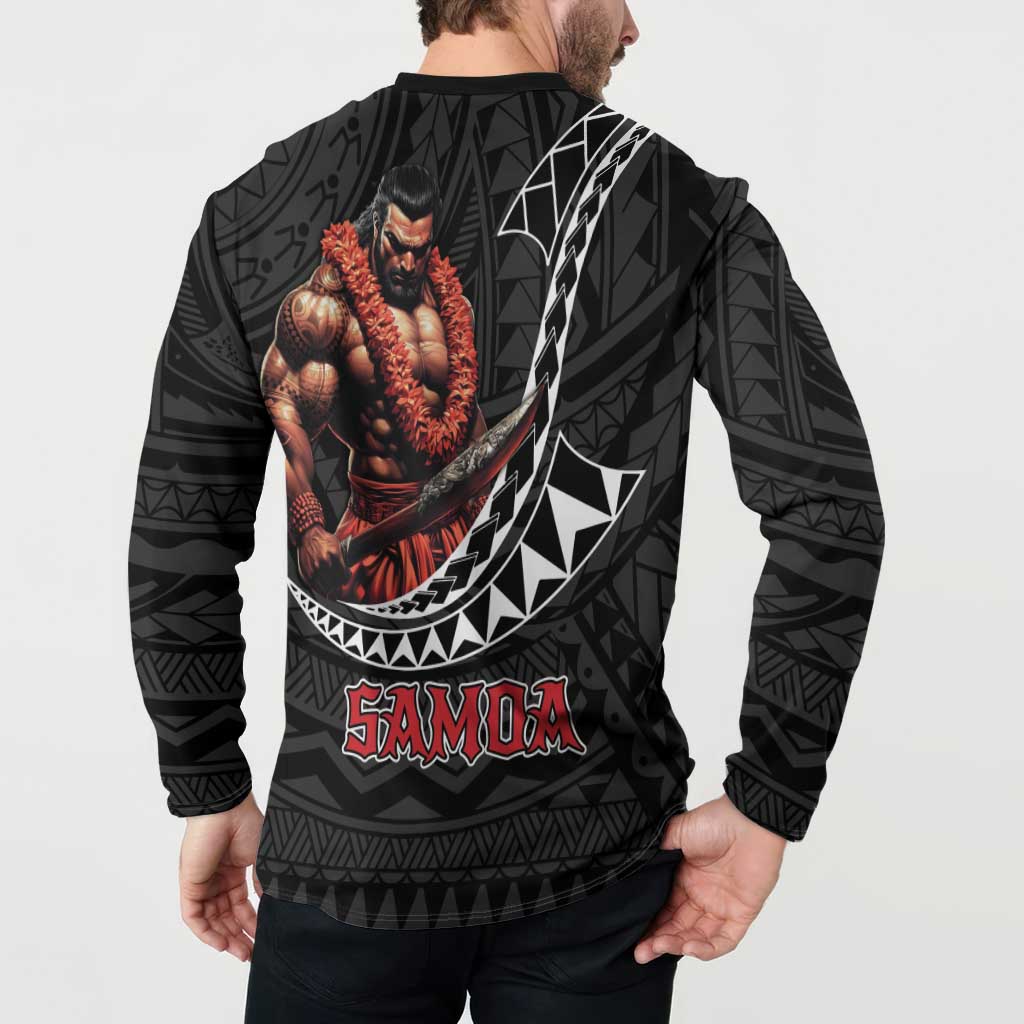 Samoan Pride Polynesian Tribal Warrior Button Sweatshirt 685 Samoa Mo Samoa