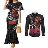 Samoan Pride Polynesian Tribal Warrior Couples Matching Mermaid Dress and Long Sleeve Button Shirt 685 Samoa Mo Samoa LT9 Black - Polynesian Pride
