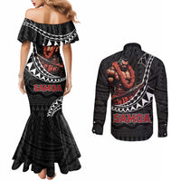 Samoan Pride Polynesian Tribal Warrior Couples Matching Mermaid Dress and Long Sleeve Button Shirt 685 Samoa Mo Samoa LT9 - Polynesian Pride