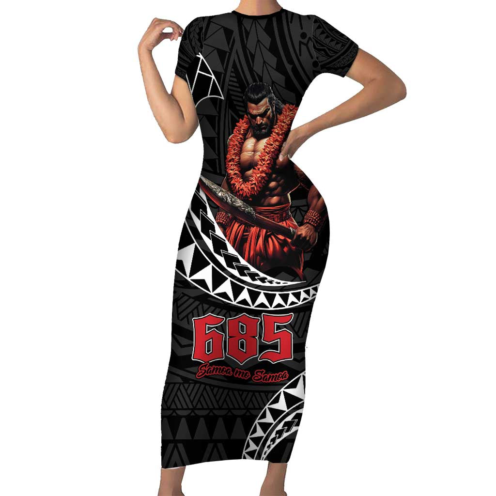 Samoan Pride Polynesian Tribal Warrior Family Matching Short Sleeve Bodycon Dress and Hawaiian Shirt 685 Samoa Mo Samoa