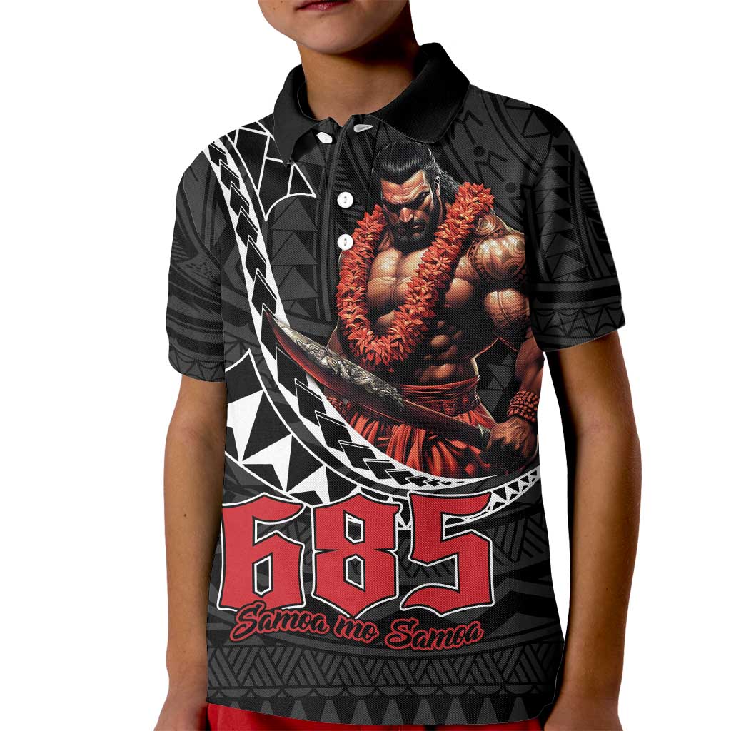 Samoan Pride Polynesian Tribal Warrior Kid Polo Shirt 685 Samoa Mo Samoa LT9 Kid Black - Polynesian Pride