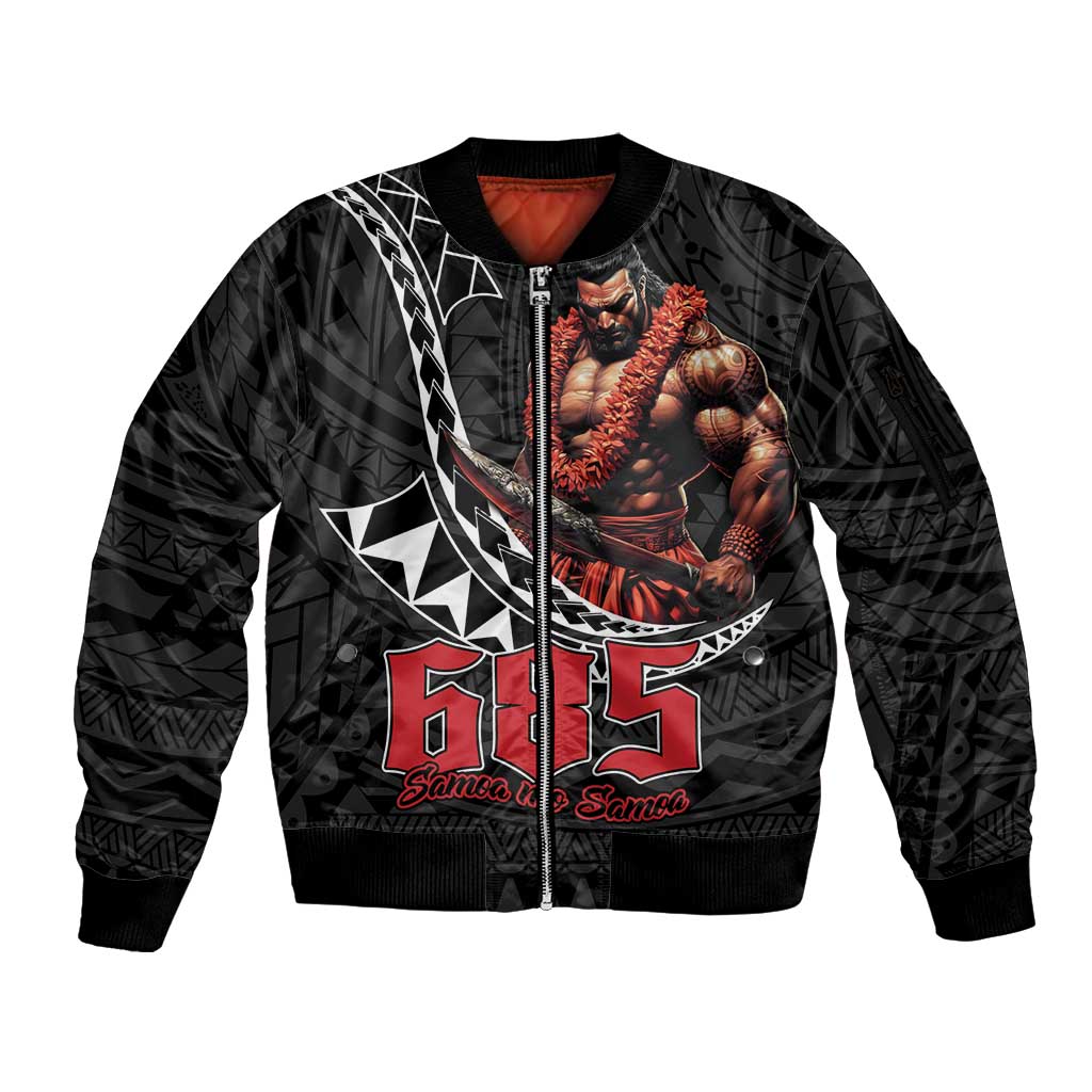Samoan Pride Polynesian Tribal Warrior Sleeve Zip Bomber Jacket 685 Samoa Mo Samoa LT9 Unisex Black - Polynesian Pride