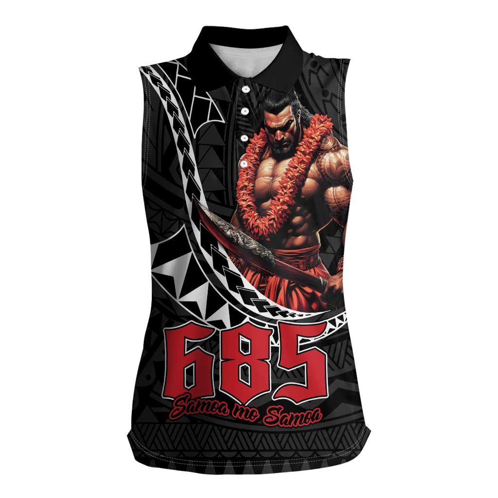 Samoan Pride Polynesian Tribal Warrior Women Sleeveless Polo Shirt 685 Samoa Mo Samoa LT9 Female Black - Polynesian Pride