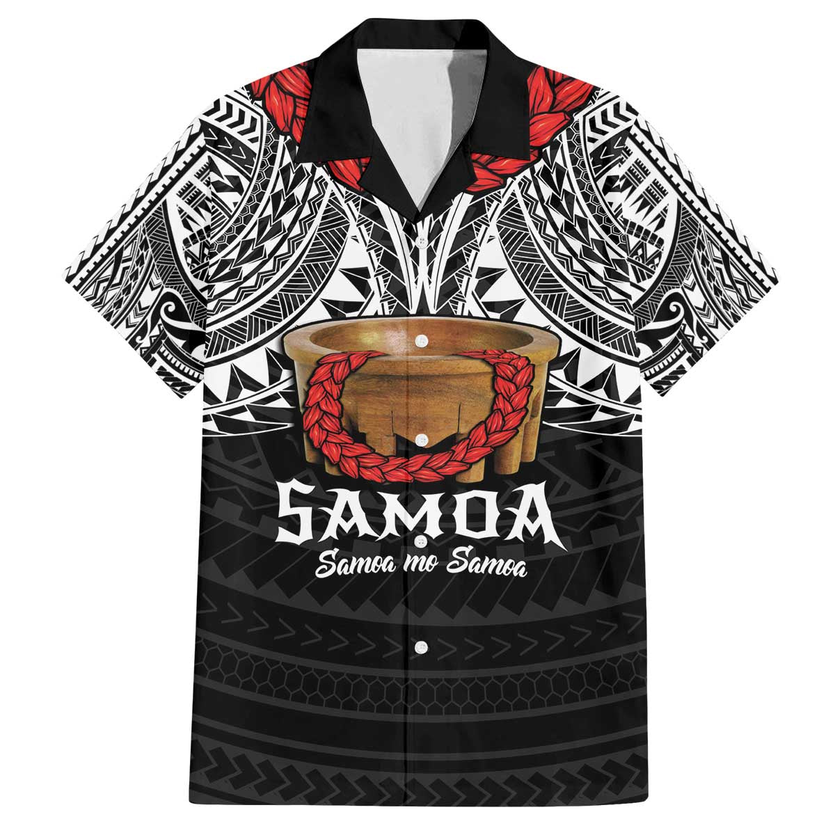 Samoan Tanoa Kava Bowl Ula Fala Family Matching Off The Shoulder Long Sleeve Dress and Hawaiian Shirt Polynesian Tribal Vibe