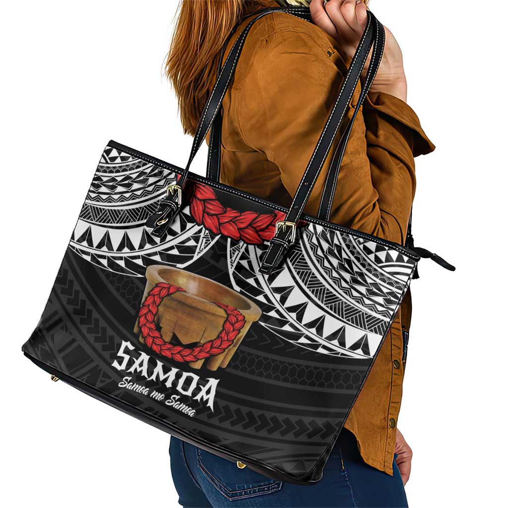 Samoan Tanoa Kava Bowl Ula Fala Leather Tote Bag Polynesian Tribal Vibe