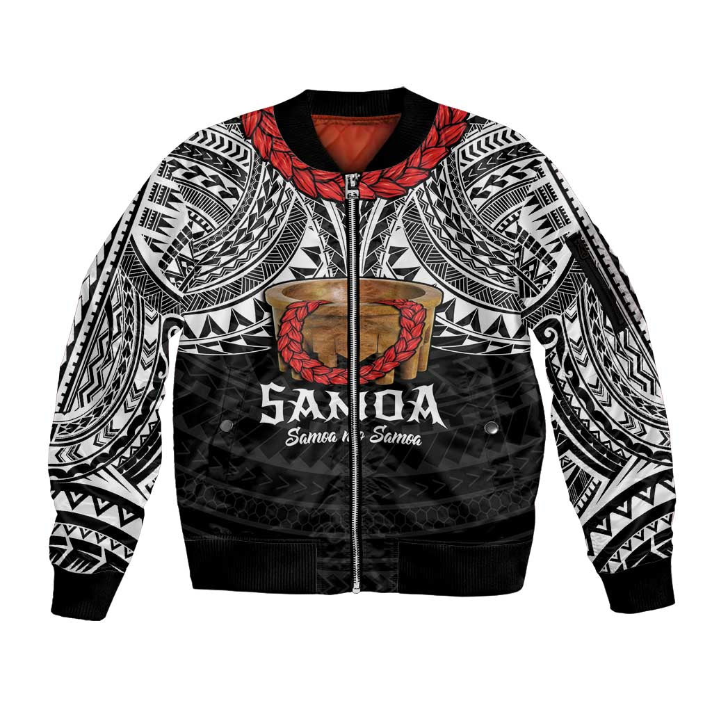 Samoan Tanoa Kava Bowl Ula Fala Sleeve Zip Bomber Jacket Polynesian Tribal Vibe LT9 Unisex Brown - Polynesian Pride