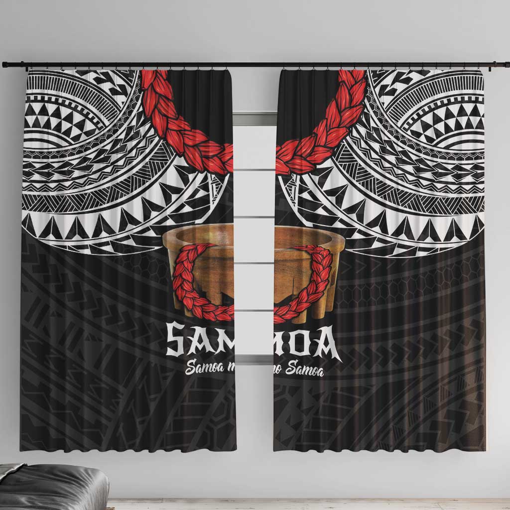 Samoan Tanoa Kava Bowl Ula Fala Window Curtain Polynesian Tribal Vibe LT9 With Hooks Brown - Polynesian Pride