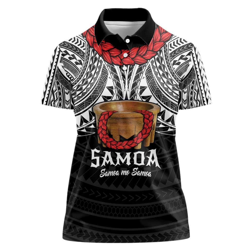 Samoan Tanoa Kava Bowl Ula Fala Women Polo Shirt Polynesian Tribal Vibe