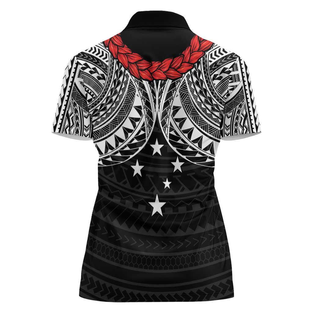 Samoan Tanoa Kava Bowl Ula Fala Women Polo Shirt Polynesian Tribal Vibe