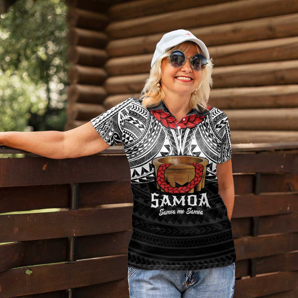 Samoan Tanoa Kava Bowl Ula Fala Women Polo Shirt Polynesian Tribal Vibe