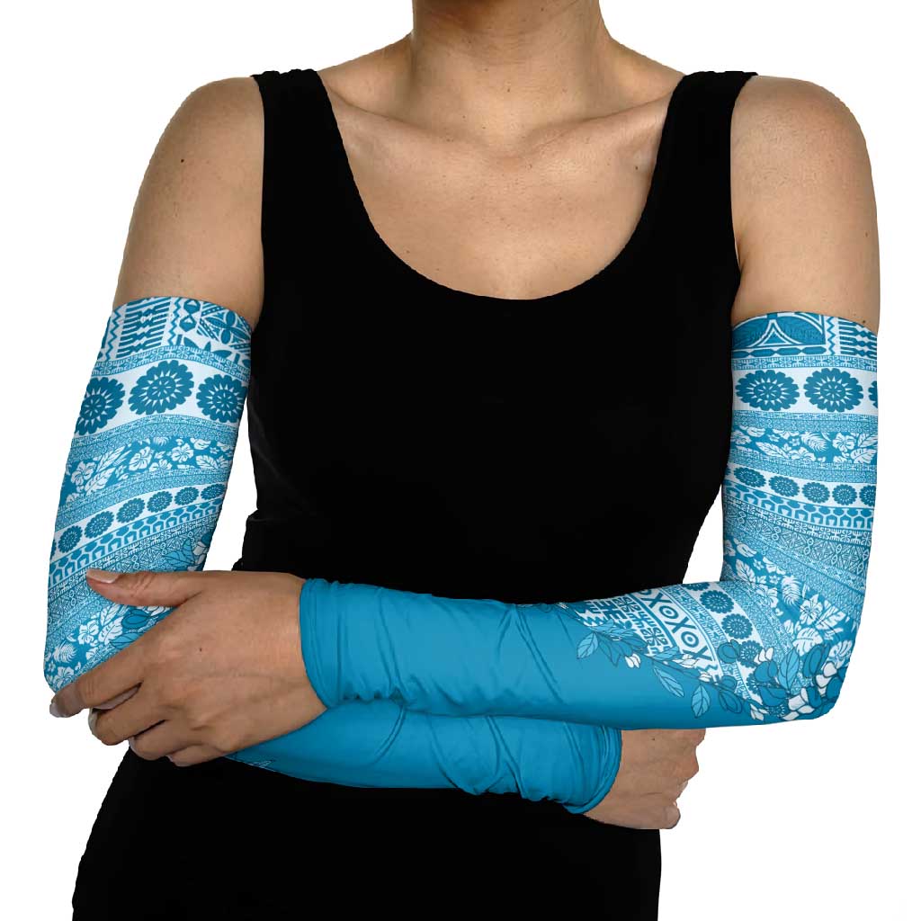 Fiji Marau na Kerisimasi Arm Sleeves Aqua Tagimoucia Tapa Masi Tribal - Polynesian Pride