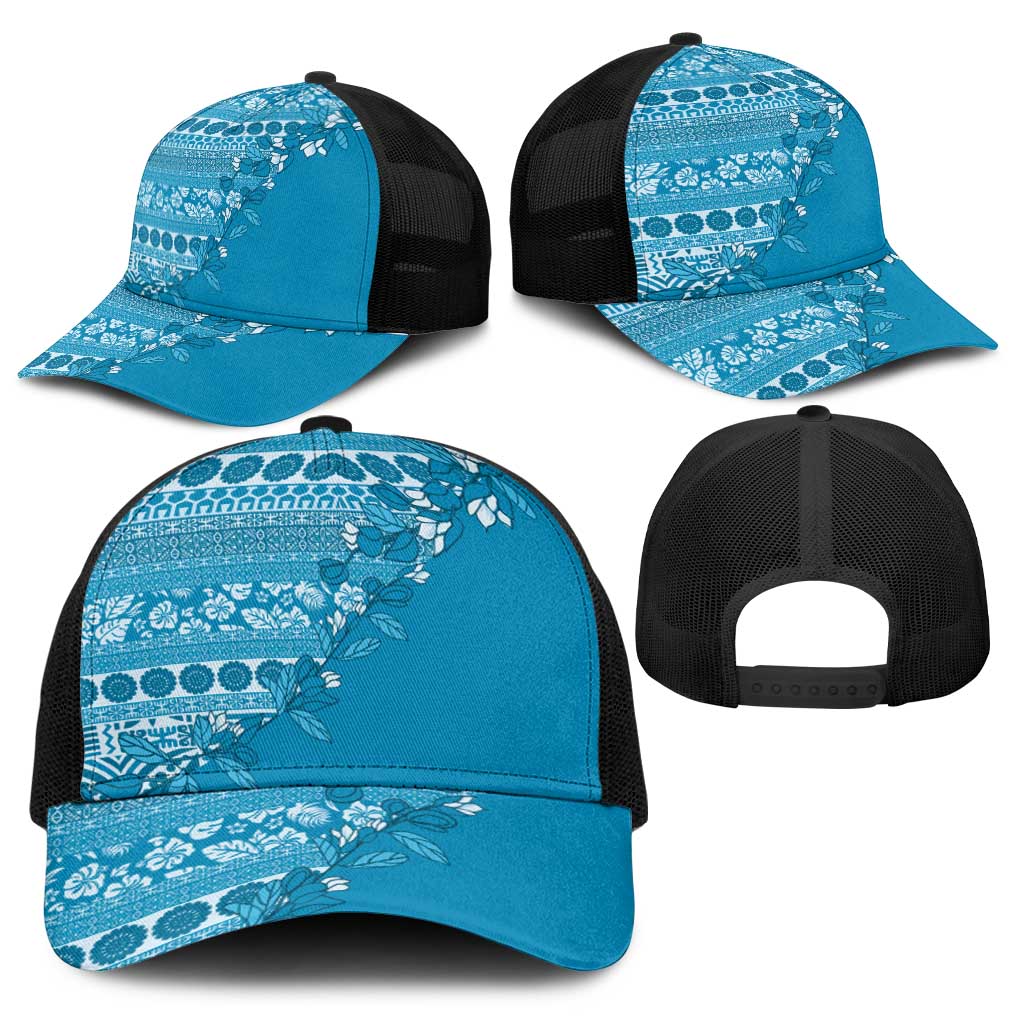 Fiji Marau na Kerisimasi Baseball Net Cap Aqua Tagimoucia Tapa Masi Tribal - Polynesian Pride