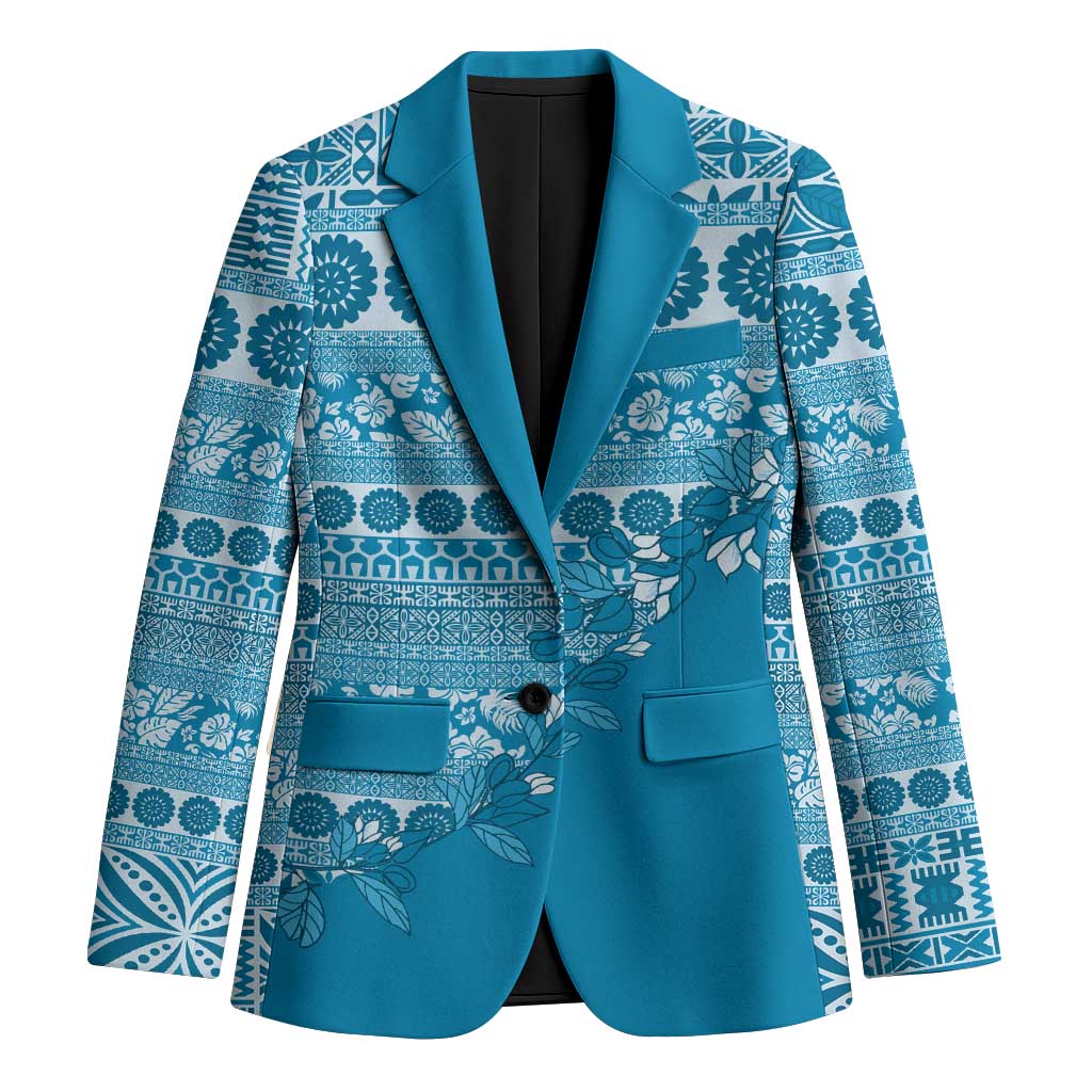 Fiji Marau na Kerisimasi Blazer Aqua Tagimoucia Tapa Masi Tribal - Polynesian Pride