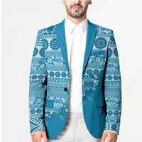 Fiji Marau na Kerisimasi Blazer Aqua Tagimoucia Tapa Masi Tribal - Polynesian Pride