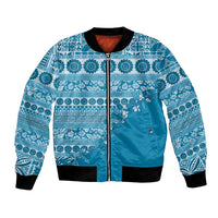 Fiji Marau na Kerisimasi Bomber Jacket Aqua Tagimoucia Tapa Masi Tribal - Polynesian Pride
