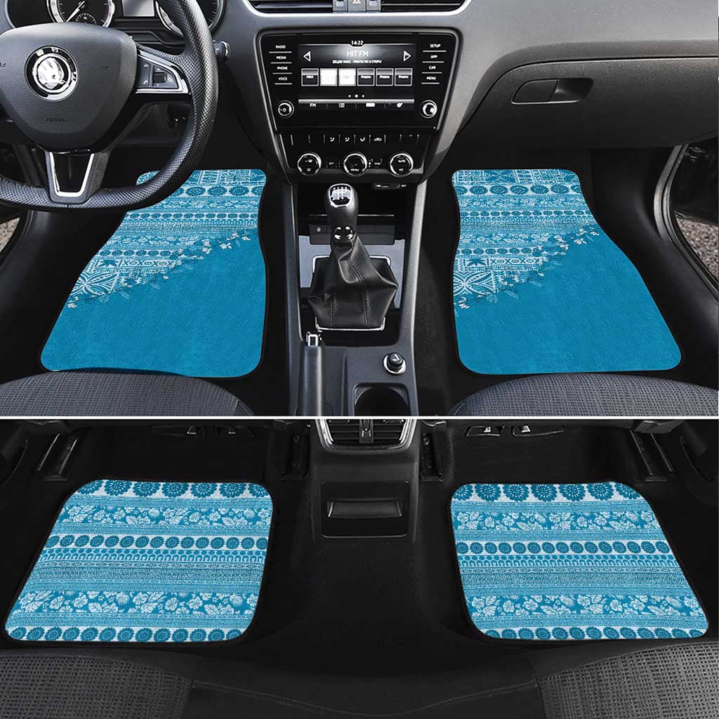 Fiji Marau na Kerisimasi Car Mats Aqua Tagimoucia Tapa Masi Tribal LT9 Set 4pcs Aqua - Polynesian Pride