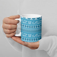 Fiji Marau na Kerisimasi Ceramic Mug Aqua Tagimoucia Tapa Masi Tribal - Polynesian Pride