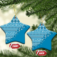 Fiji Marau na Kerisimasi Ceramic Ornament Aqua Tagimoucia Tapa Masi Tribal - Polynesian Pride