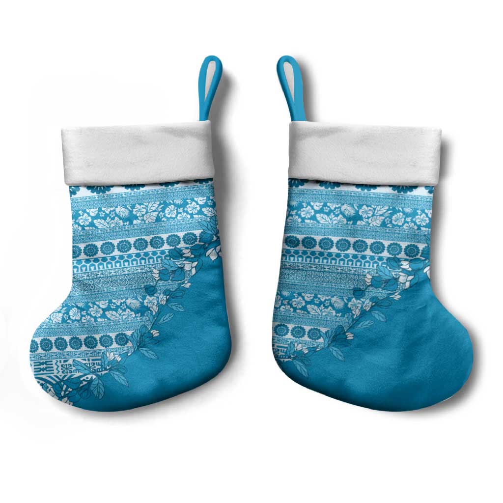Fiji Marau na Kerisimasi Christmas Stocking Aqua Tagimoucia Tapa Masi Tribal - Polynesian Pride