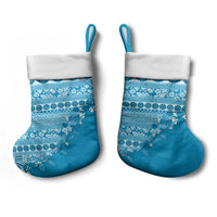 Fiji Marau na Kerisimasi Christmas Stocking Aqua Tagimoucia Tapa Masi Tribal - Polynesian Pride