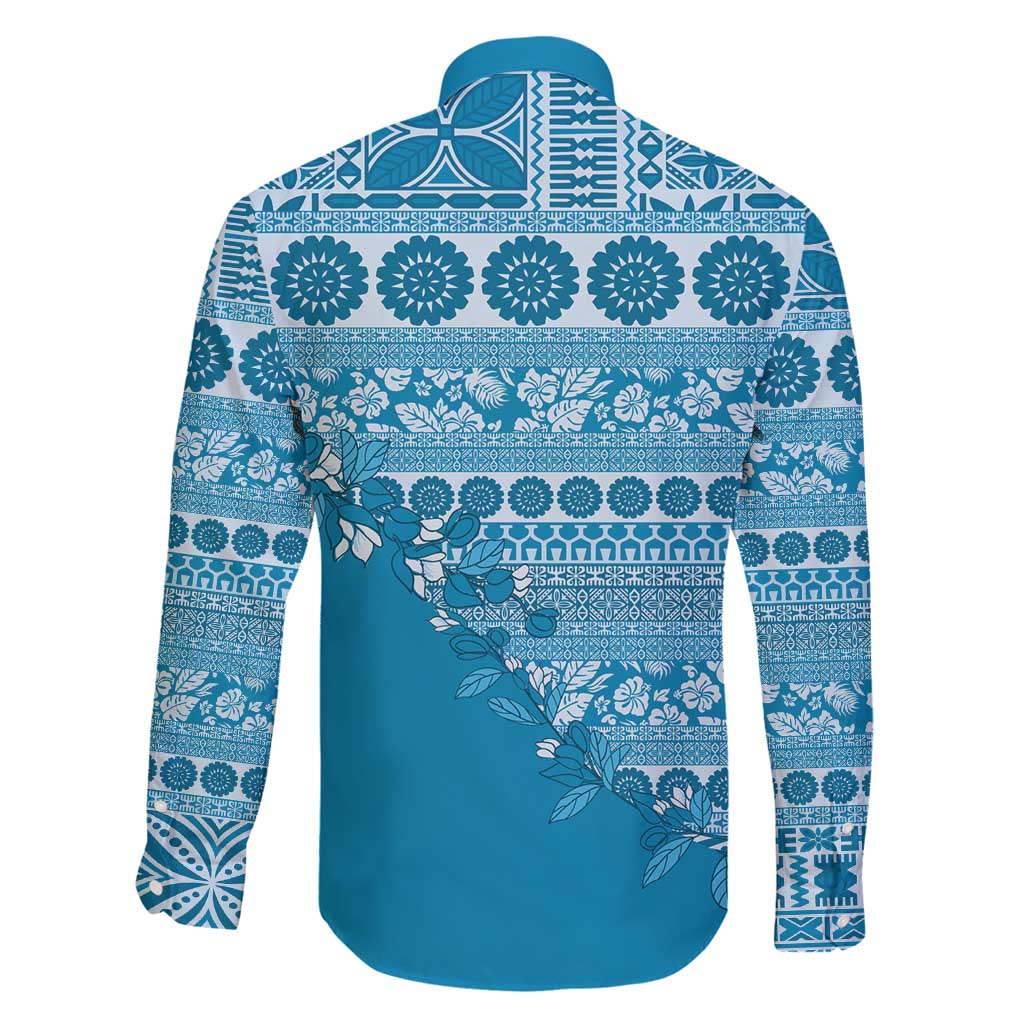 Fiji Marau na Kerisimasi Family Matching Summer Maxi Dress and Hawaiian Shirt Aqua Tagimoucia Tapa Masi Tribal - Polynesian Pride